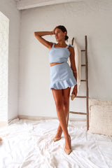 SUMMER LOVE TWEED SKIRT SET - SKY BLUE