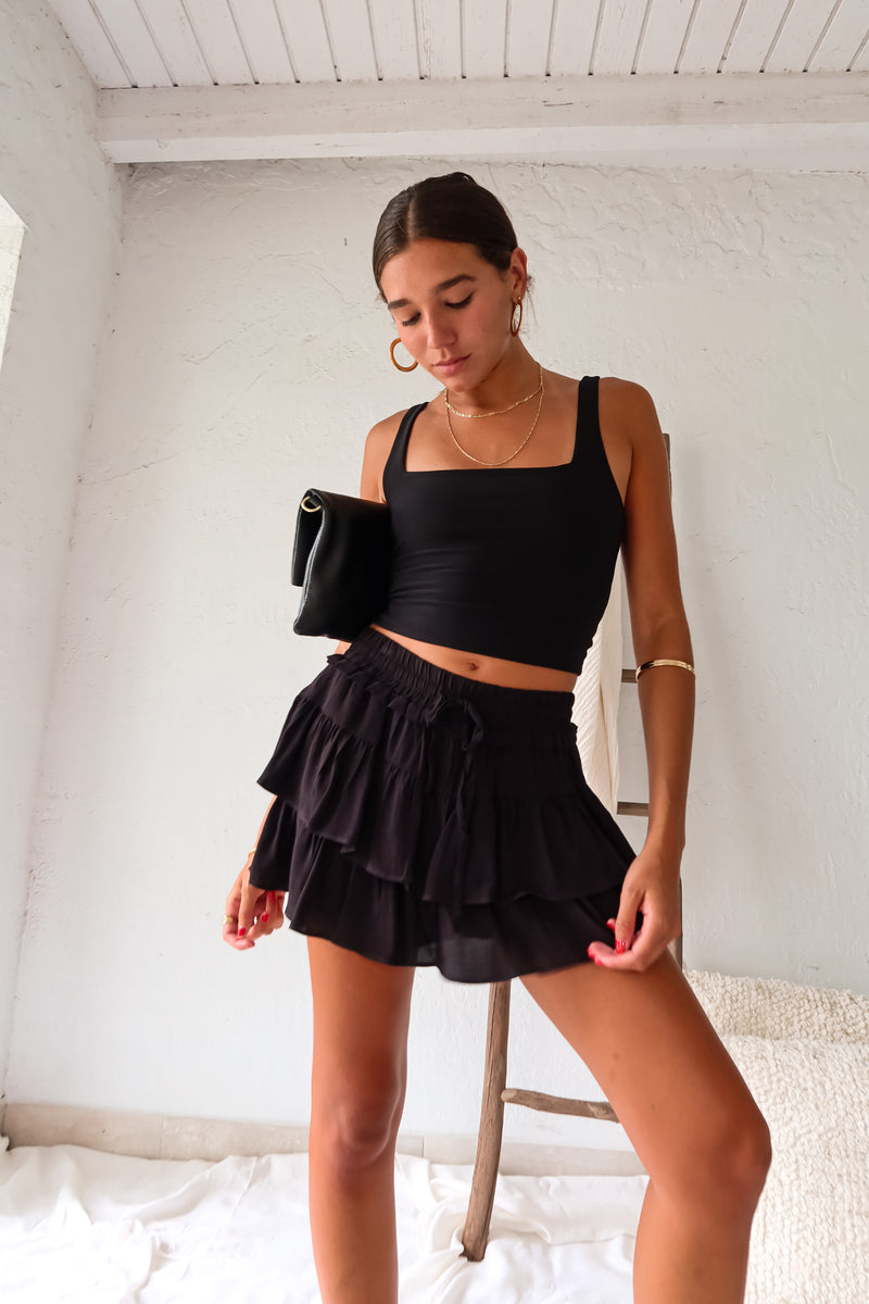 HEART TO HEART MINI SKIRT - BLACK