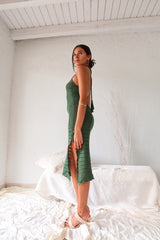 BY THE SEA CROCHET MIDI DRESS - DEEP GREEN