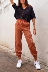 TAKE IT EASY LINEN BLOUSE - BLACK