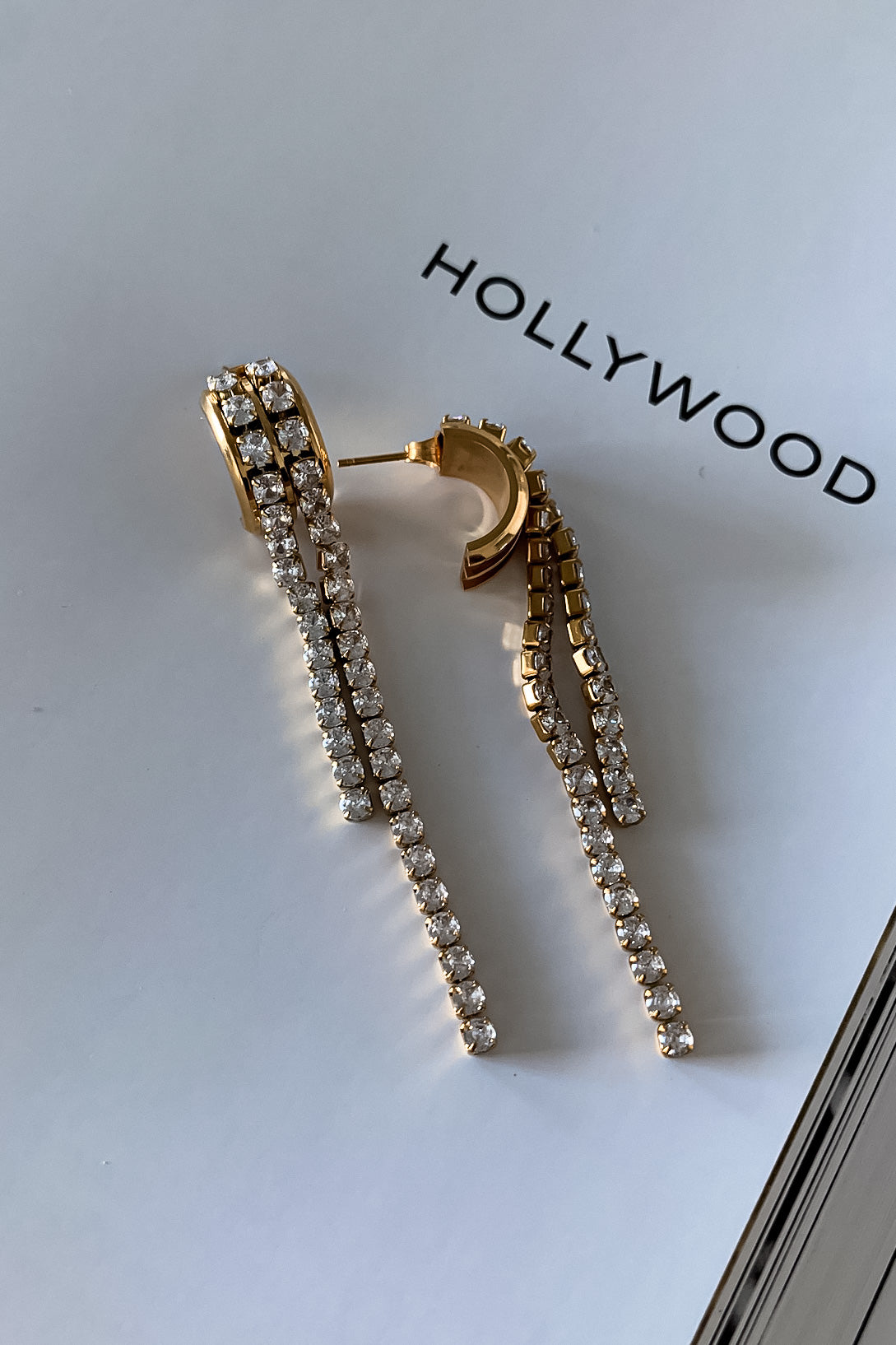 Get ready to drop some serious style with our CELEB DROP EARRINGS! These CZ-embellished gold danglers are the perfect addition to any outfit. Made with non-tarnish stainless steel, they'll last you for years to come. At approximately 3 inches long, these earrings bring the perfect touch of glamour to any look.