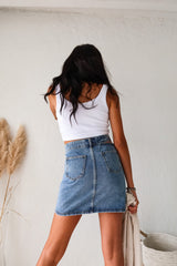 CUT TO THE CHASE DENIM SKIRT