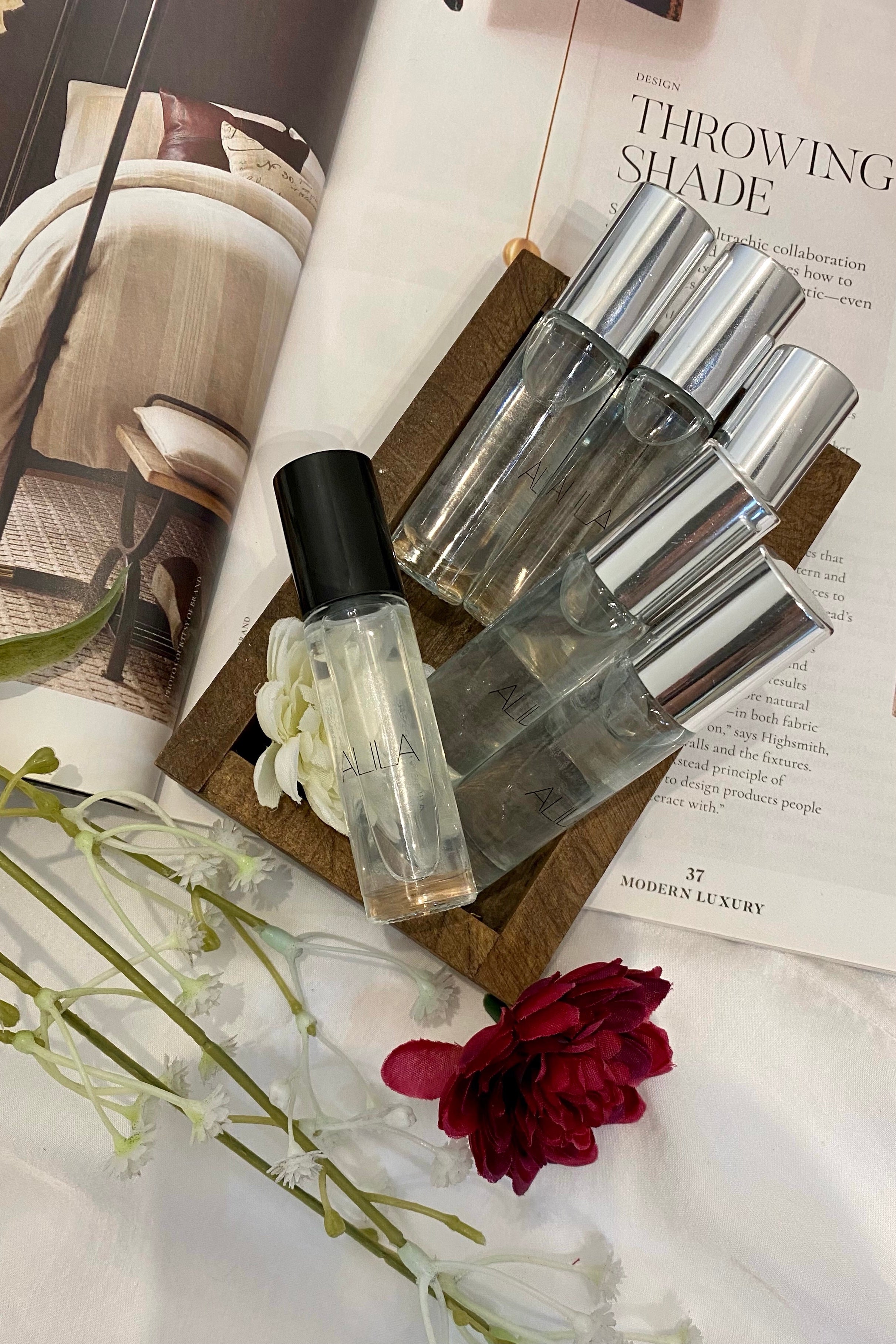 Indulge your senses with our fresh and exclusively designed roll-on fragrance. It contains the perfect combination of sandalwood, amber and light florals creating a clean and earthy scent experience that will effortlessly empower you. She's oil based, lasting a lot longer than regular alcohol based perfumes and is ideal even for the most sensitive of skin.