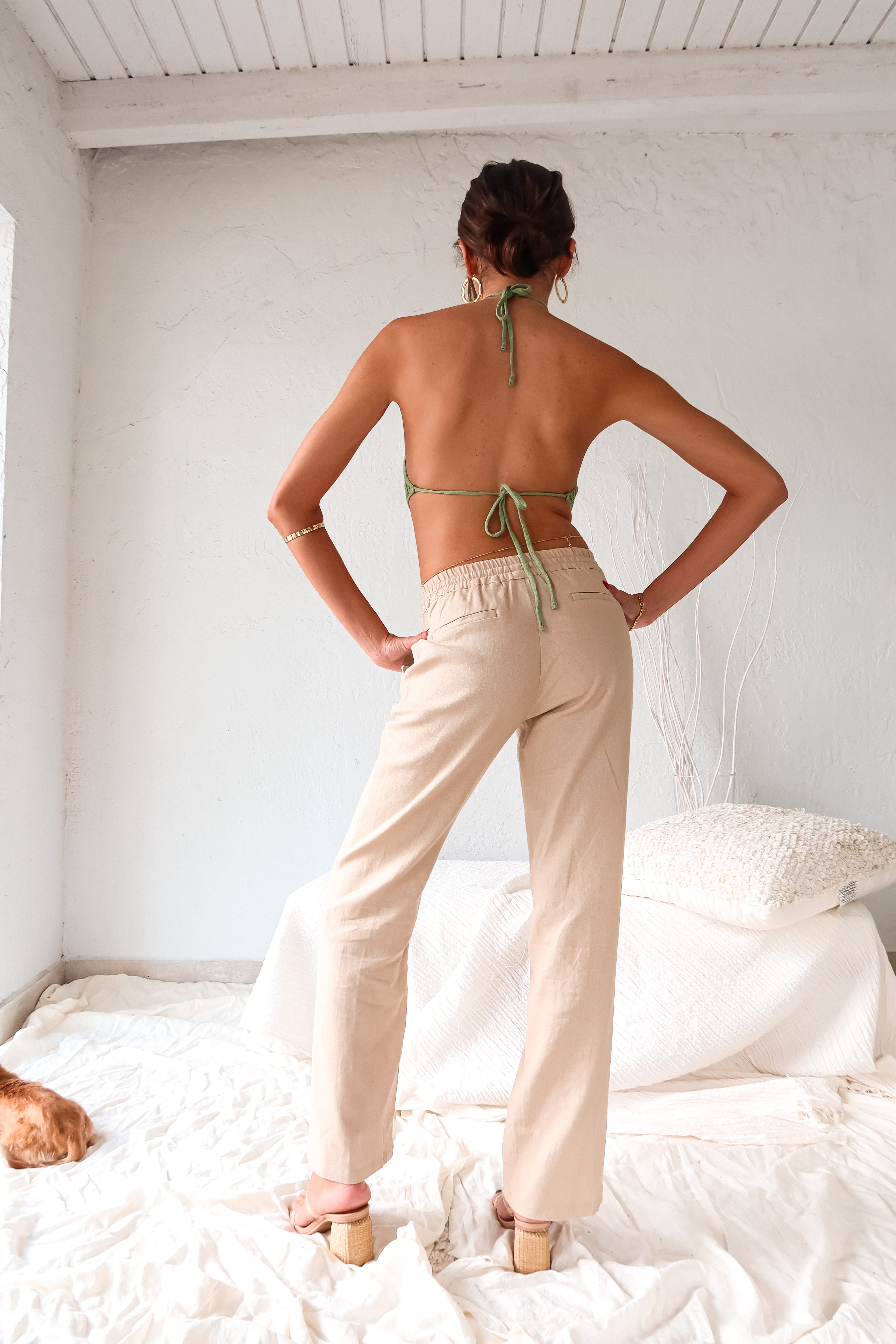 OFF DUTY LINEN PANT - KHAKI