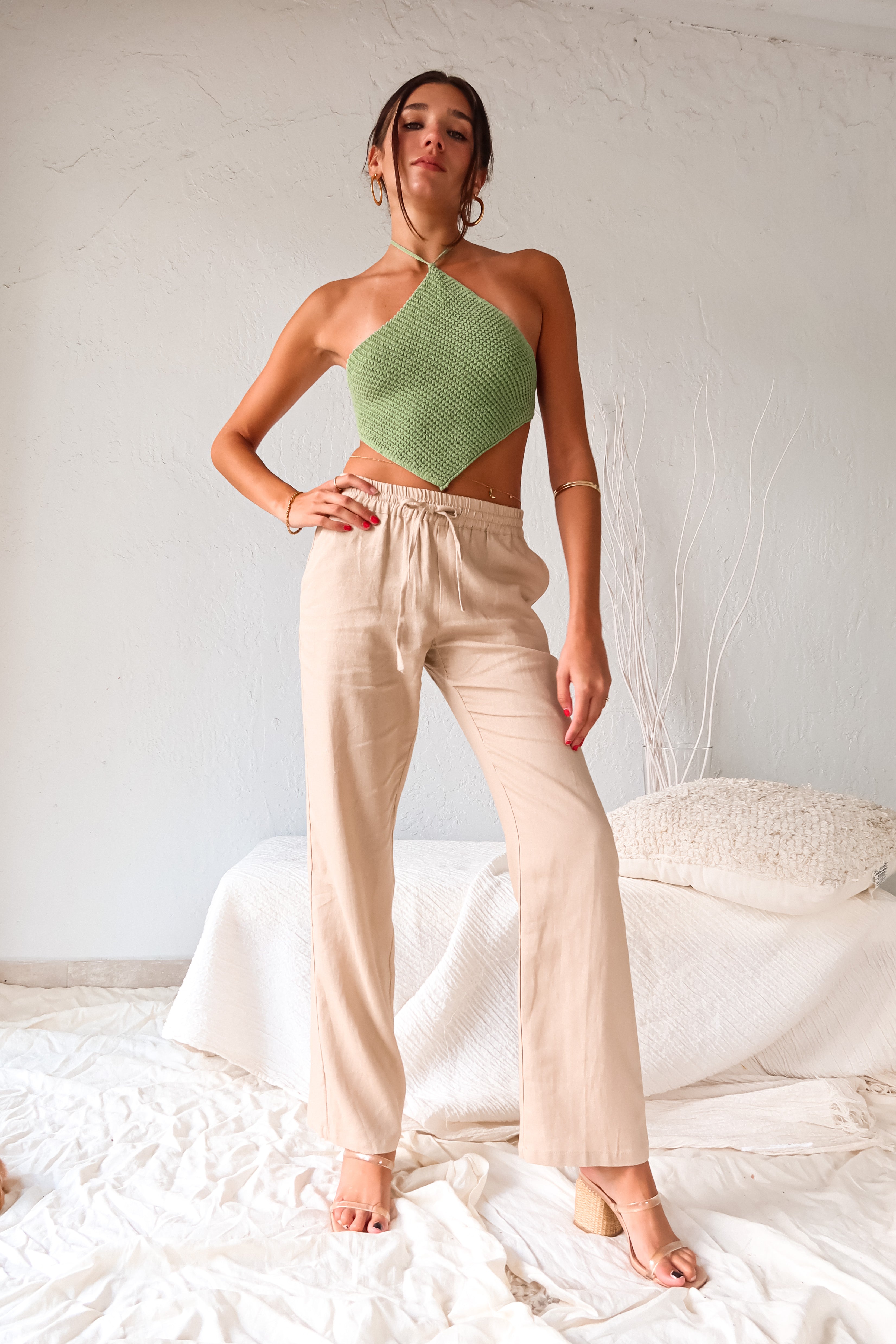 OFF DUTY LINEN PANT - KHAKI