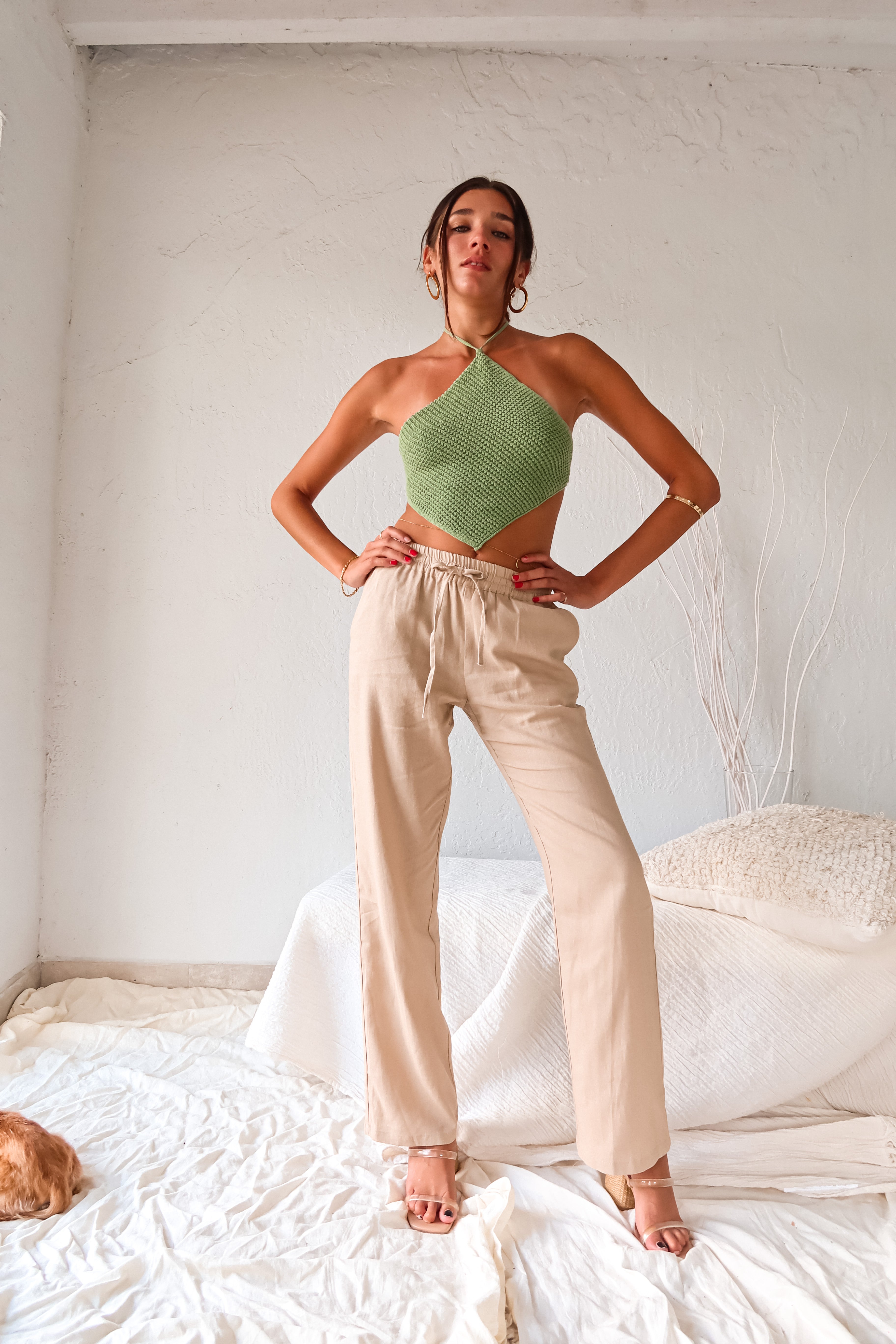 OFF DUTY LINEN PANT - KHAKI